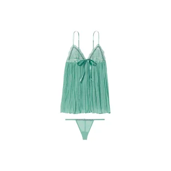 Victoria's Secret PINK VERY SEXY Lace Bow Spaghetti Strap Sexy By Nightgown/T Nightgown Women's Turquoise
