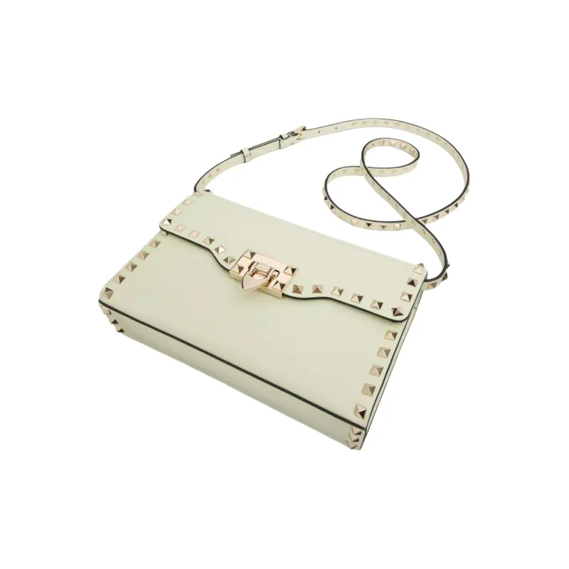 Valentino Rockstud Grained Calfskin Shoulder Bag Crossbody Bag Small Size Women's Light Green-4