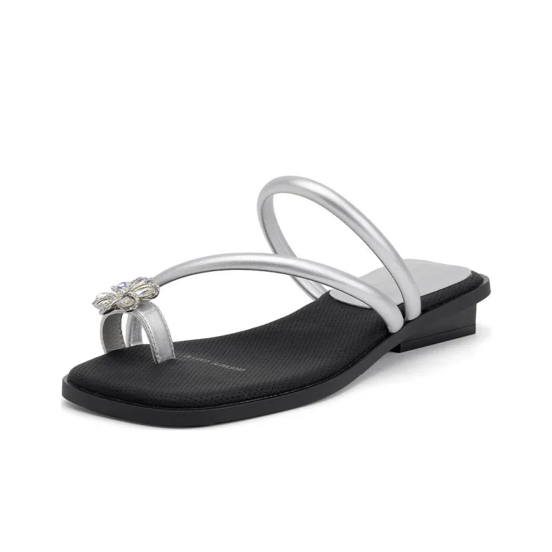 GEMEIQ Slide Slippers Women's Beige/Silver-5