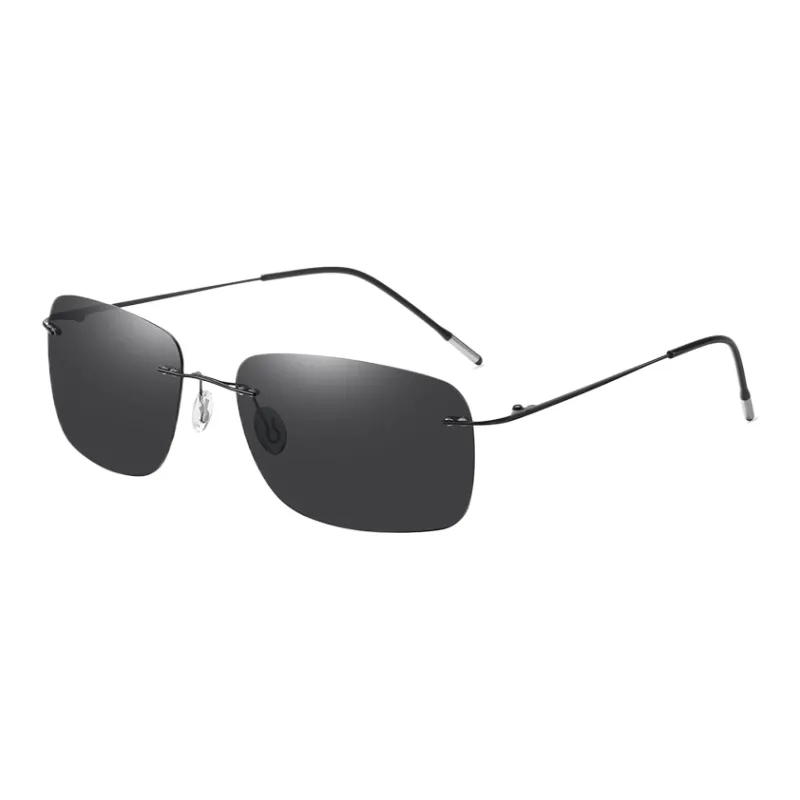 Thunder Pailong Pure Titanium Square Sunglasses Unisex Black Silver-3