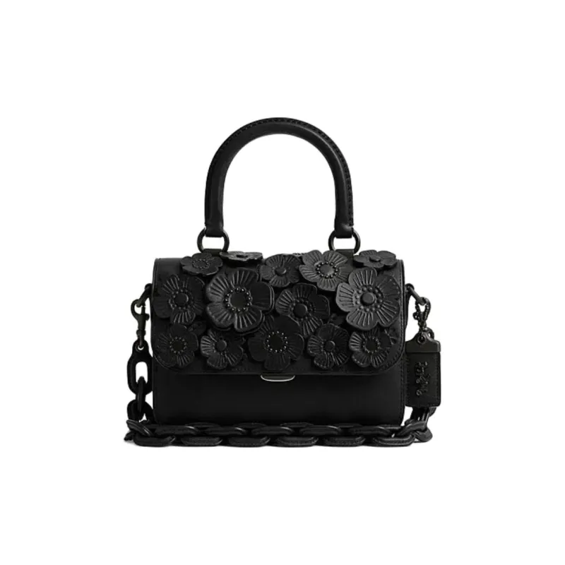 COACH Rogue Cow Leather Shoulder Bag, Crossbody Bag, Handbag Trumpets Women's Black-0
