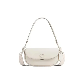 COACH Cow Leather Saddle Bag Handbag Shoulder Bag Crossbody Bag Medium Size Women's White