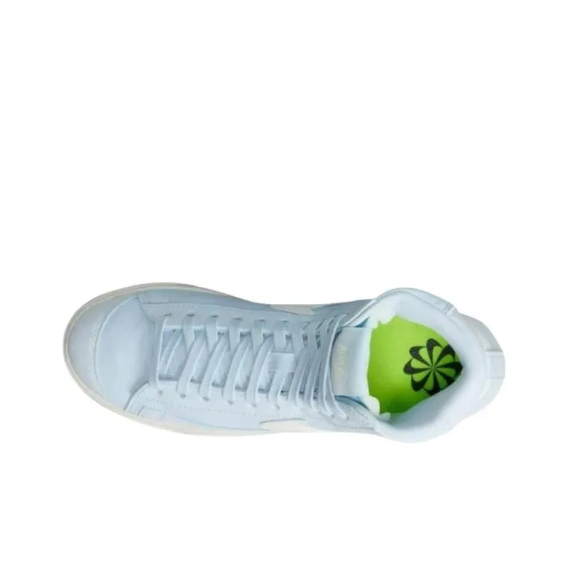 Nike Blazer Anti Slip Wear Resistant Mid Top Skateboard Shoes Women's Blue White-2