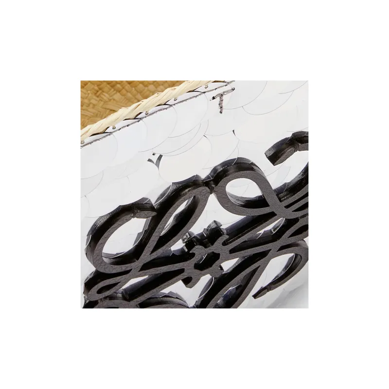 LOEWE Anagram Basket Sequins Irica Palm Fiber With Cow Leather Handbag, Shoulder Bag Women's-3