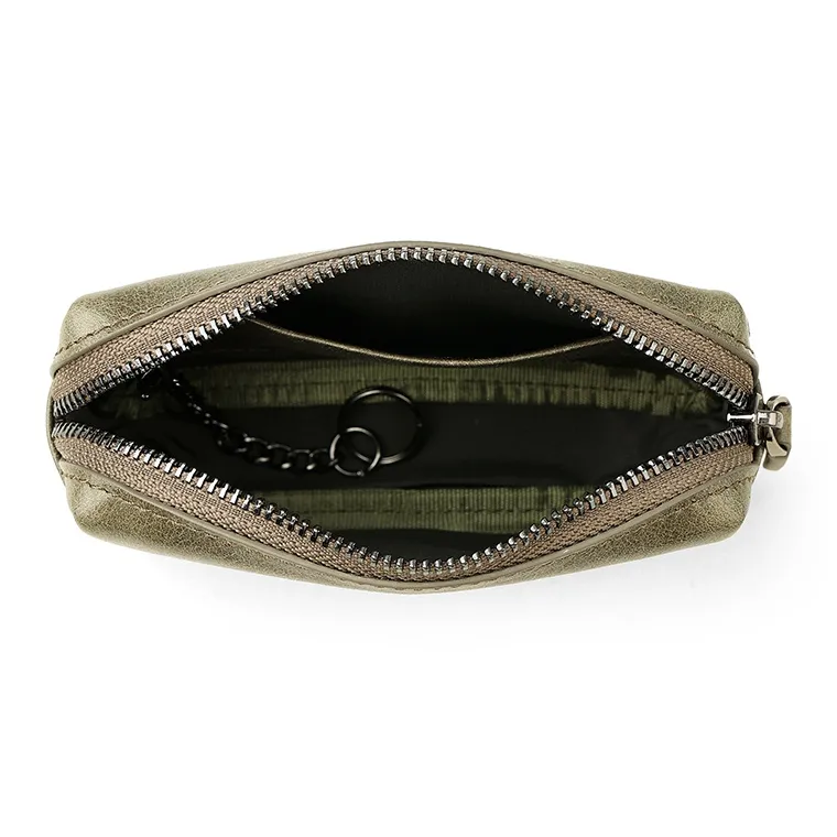 Jeep Top Grain Cow Leather Key Pouch Card Holder Coin Purse Regular Unisex Coffee/Black/Gray Green/Green-14
