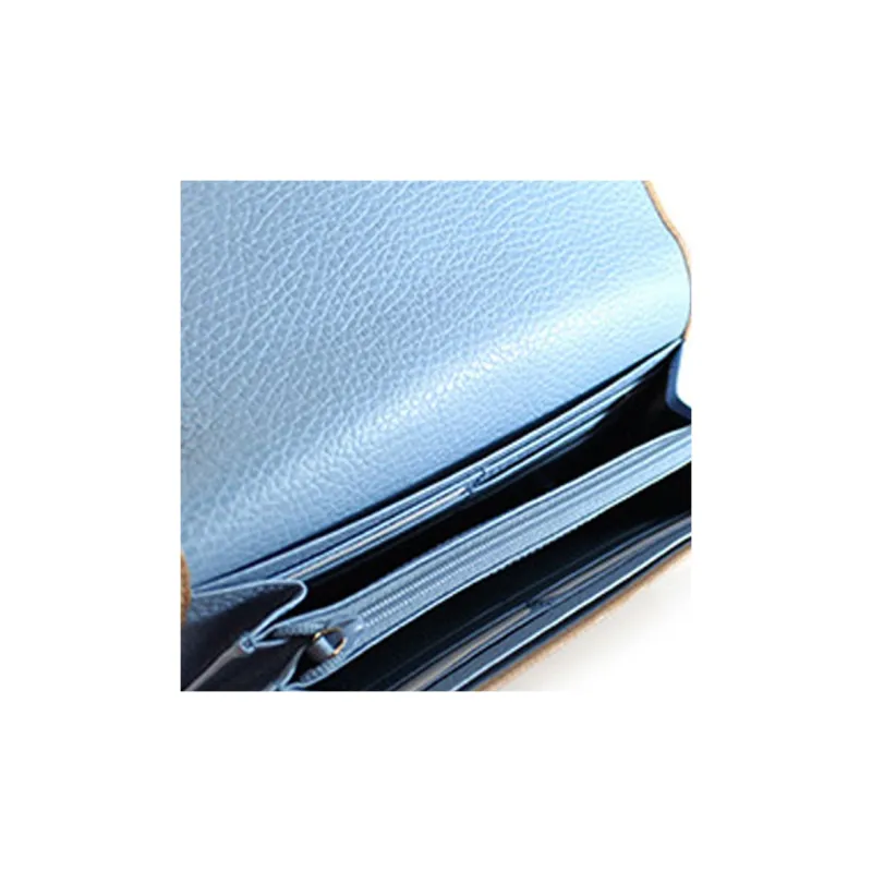 GUCCI Calfskin Clutches Wallets Women's Rose Beige/Light Blue-5
