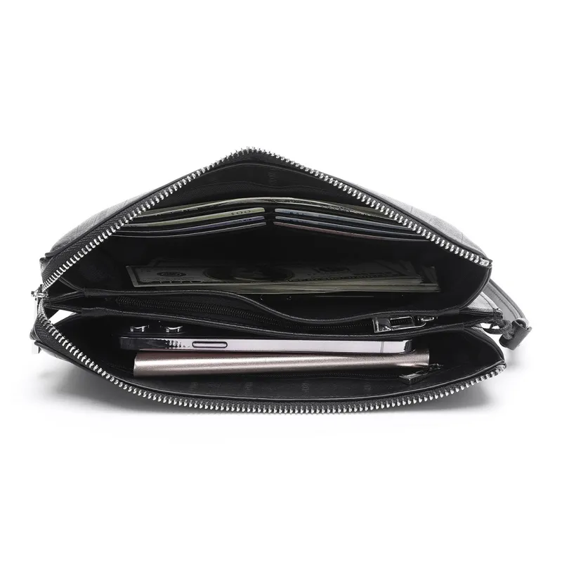 ELLE HOMME Cow Leather Clutch Regular Men's Black-6