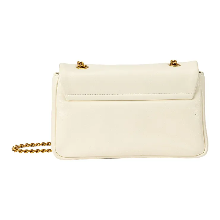 VANESSA HOGAN Cow Leather Niche Design Shoulder Bag Small Square Bag Women's Ecru/Black-2