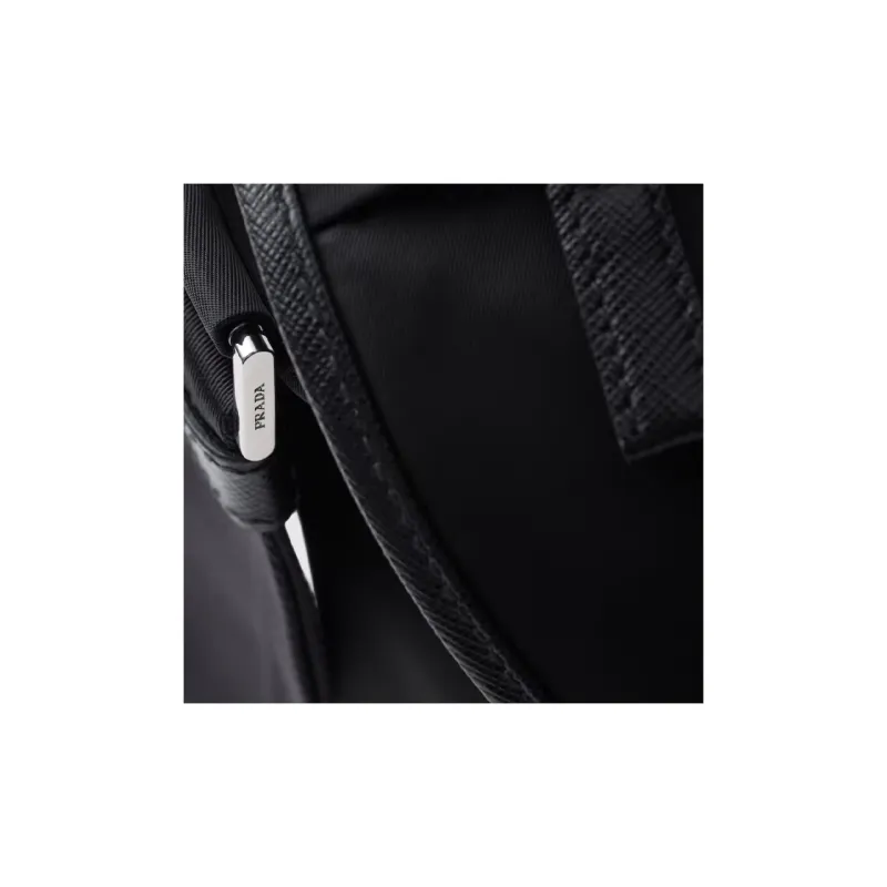 PRADA Recycled Nylon With Saffiano Leather Crossbody Bag, Shoulder Bag Men's Black-4