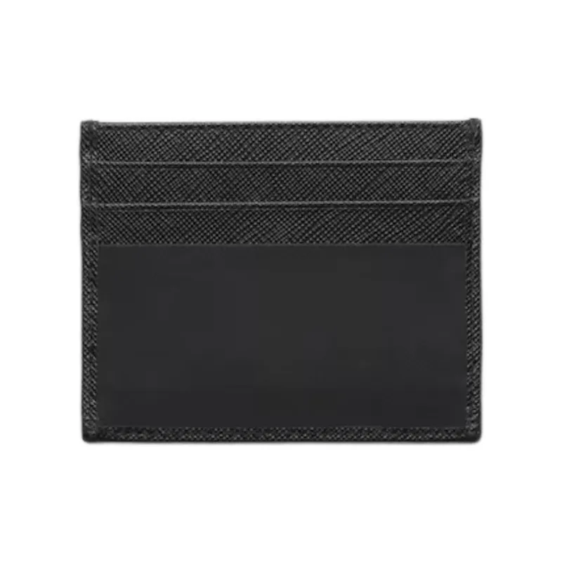 PRADA Recycled Nylon With Saffiano Leather Card Holder Men's Black-1