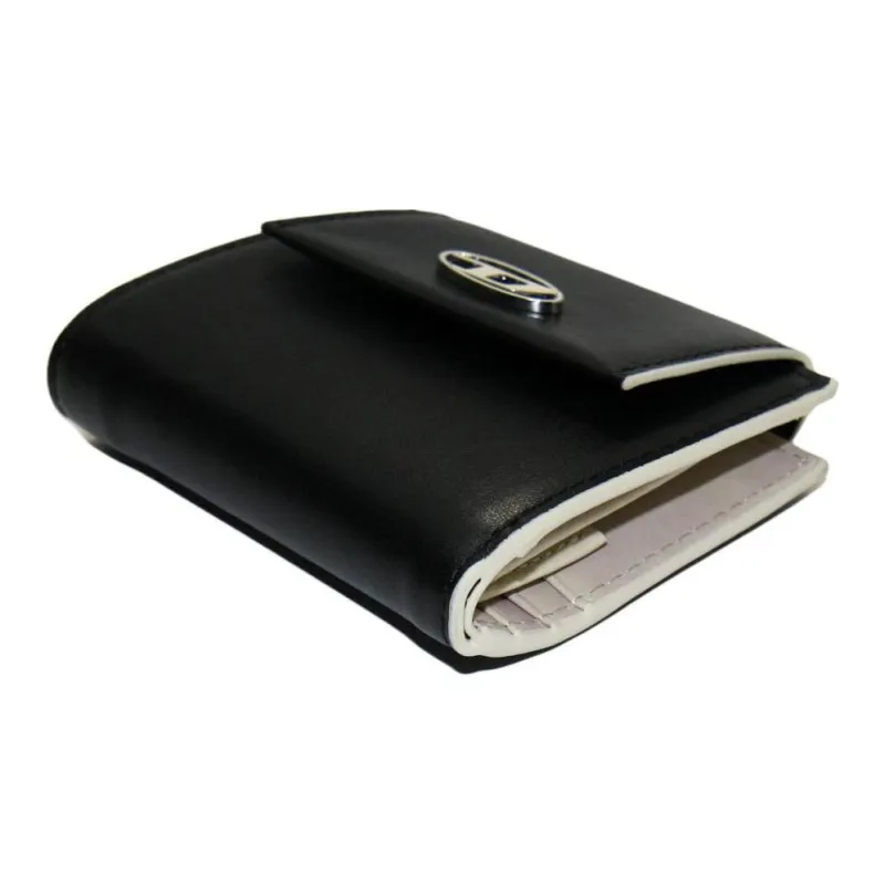 DIESEL Leather Card Holder, Wallet Small Size Unisex Black-2