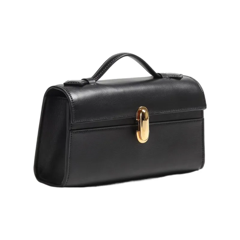 SAVETTE Cow Leather Handbag Small Size Women's Black Leather-1