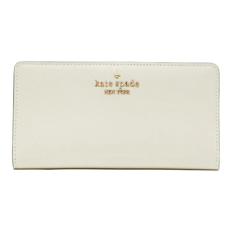 Kate Spade Saffiano Leather Wallet Large Size Women's Egg White Crispy Skin-0