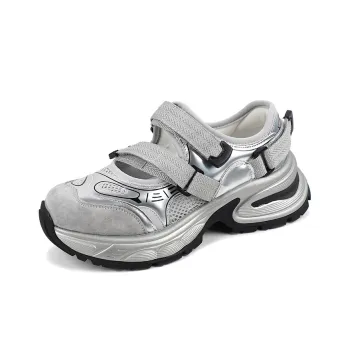 QIAONAI Height Increasing Low Top Chunky Sneakers Women's Silver