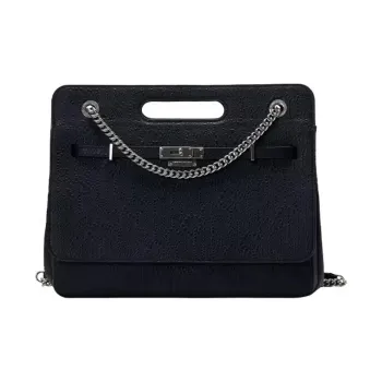Laurence & Chico Top Grain Cow Leather Portable Crossbody Bag Shoulder Bag Medium Size Women's Black