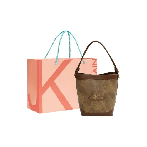 JANE KLAIN Synthetic Leather messenger Vintage Tote Bucket Bag, Shoulder Bag Regular Women's Gray/Blue/Khaki