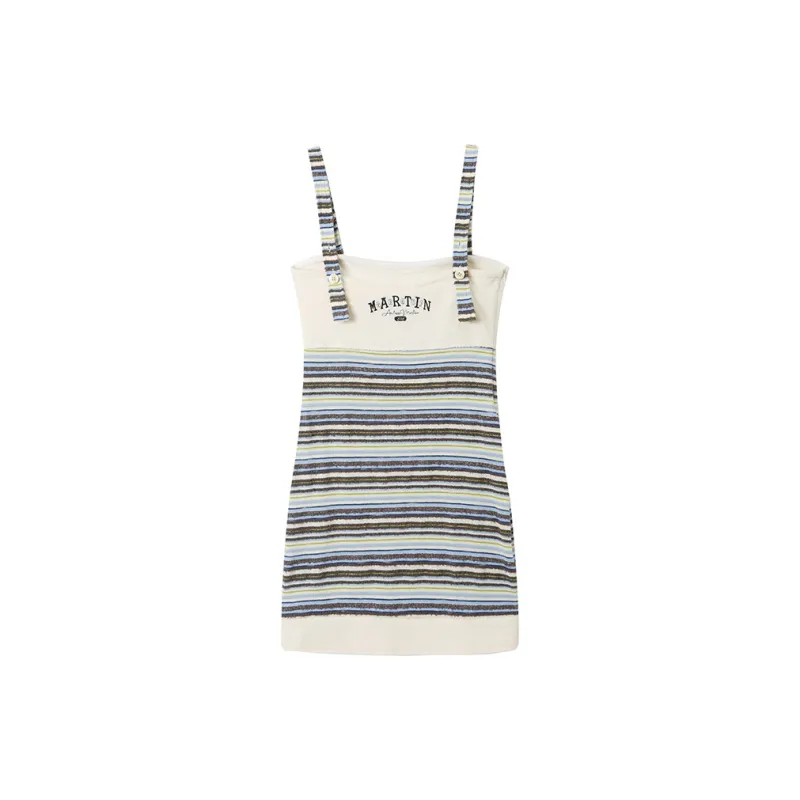 ANDREA MARTIN Slip Dress Women's Beige Blue-1