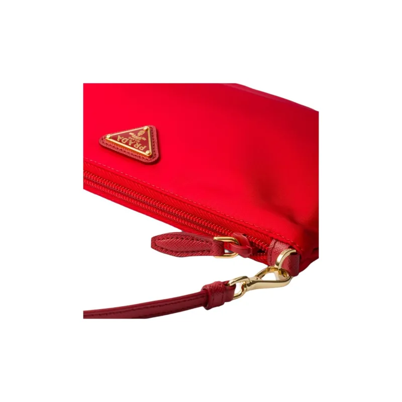 PRADA Recycled Nylon Handbag Shoulder Bag Women's Red-3