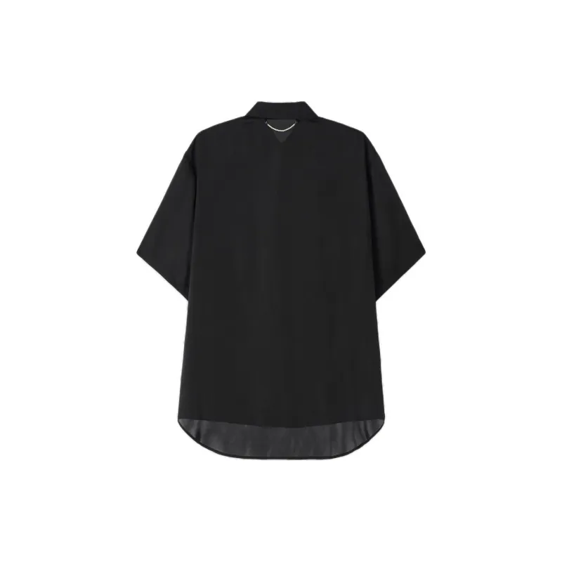 KIMHEKIM SS24 PEARL LABEL OVERSIZED SATIN SHIRT Shirt Unisex BLACK/Black-1
