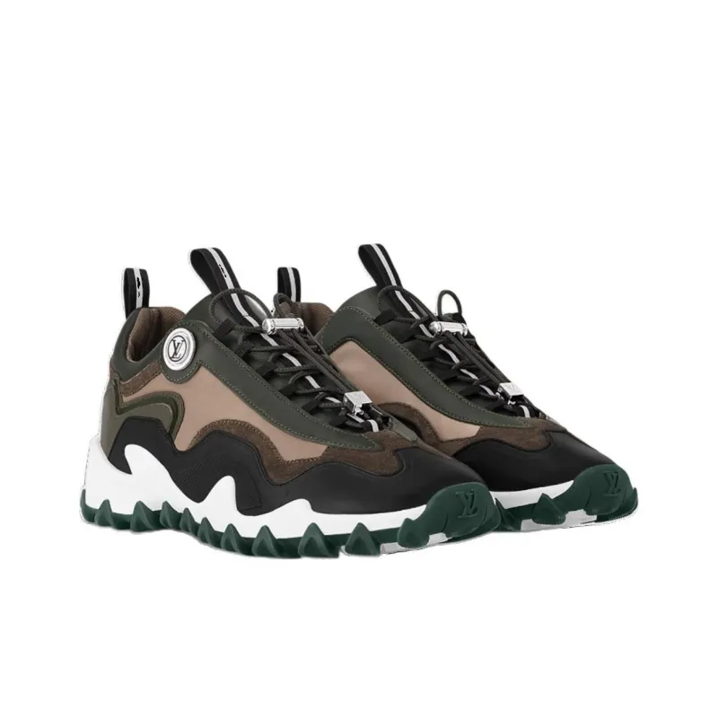 LOUIS VUITTON RUSH Slip Resistant Low Top Casual Shoes Women's Khaki Green-2