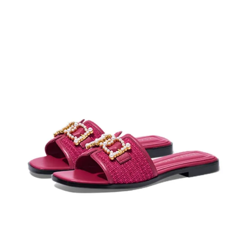 ZSAZSAZSU Rubber Sole Slide Slippers Women's Peach Pink-1