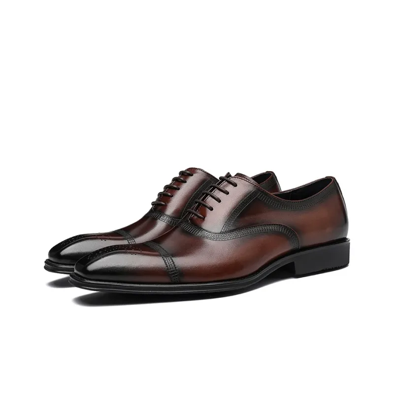ASTON M.JAZZ Dress Shoes Men Low Top Black/Coffee-8