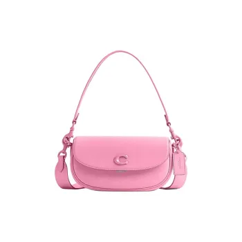 COACH Cow Leather Saddle Bag Handbag Shoulder Bag Crossbody Bag Medium Size Women's Fresh Pink