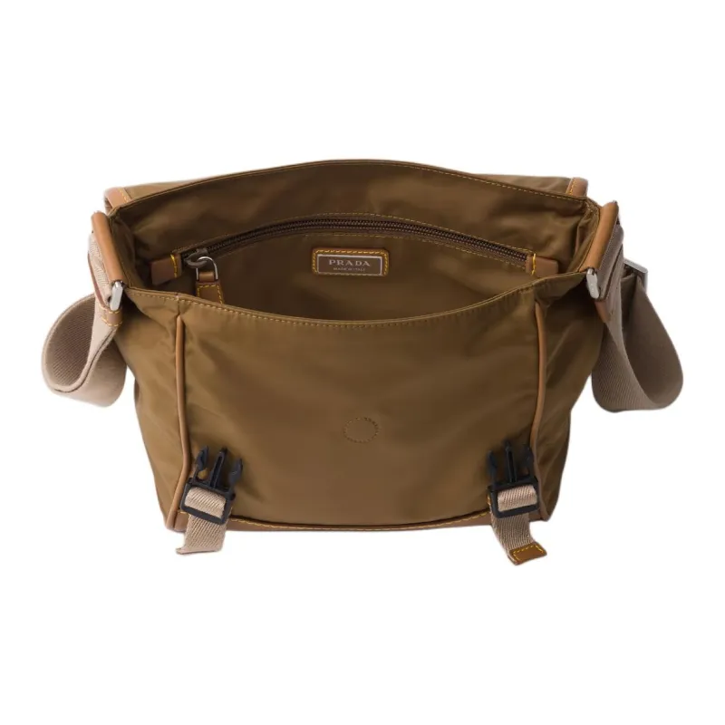 PRADA Recycled Nylon With Leather Crossbody Bag, Shoulder Bag Men's Cork Beige-3