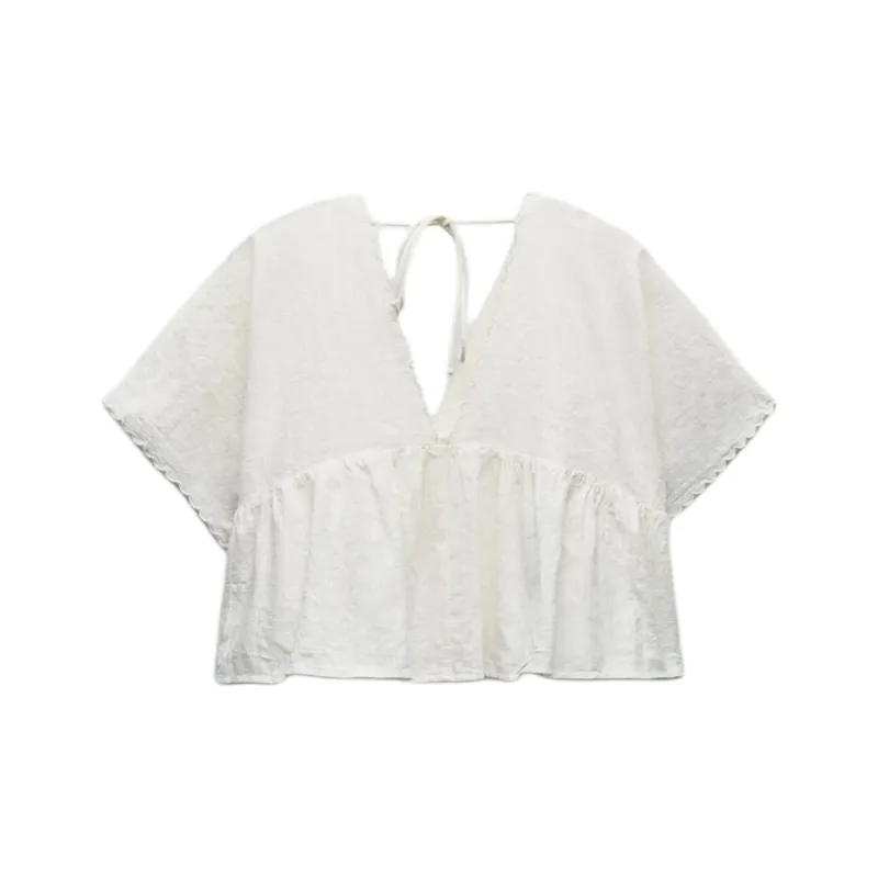 ZARA Crop Tops Women's White-1