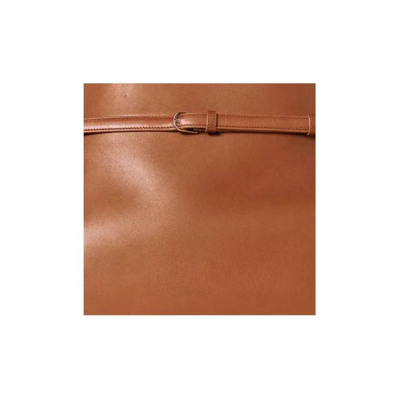 THE ROW Margau Shiny Saddle Leather Tote Bag Shopping Bag Handbag Women's Dark Brown-3