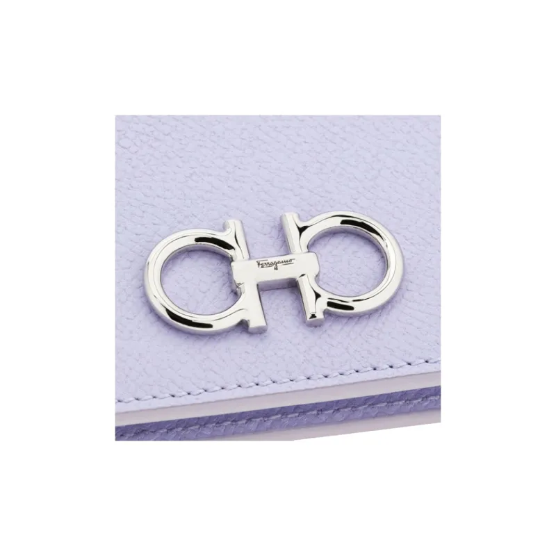 FERRAGAMO GANCINI Calfskin Wallet Women's Purple-3