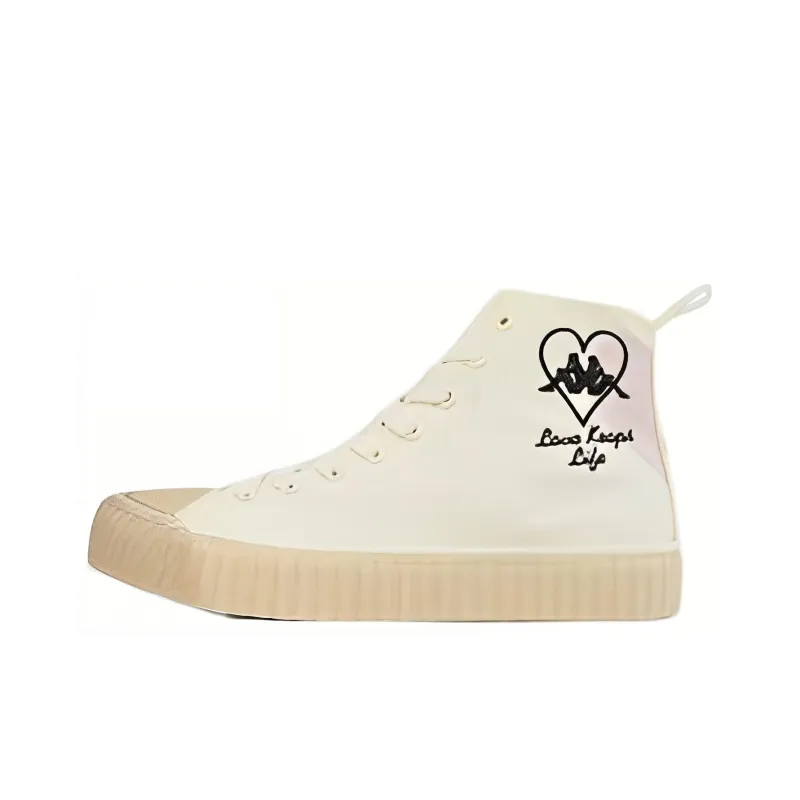Kappa Anti-Slip Wear-Resistant High-Top Skateboard Shoes Unisex Beige Black-0