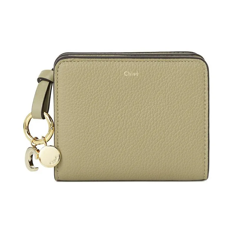 Chloe Cow Leather Coin Purses Wallets Mini Women's Beige Khaki-0