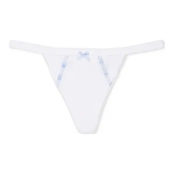 Victoria's Secret PINK Stretch Cotton V-String Panty/VS White & Blue Underpants Women's 1 Pack