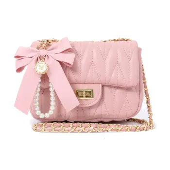 OTA PU Small Square Bag Shoulder Bag Crossbody Bag Medium Size Women's Pink Black