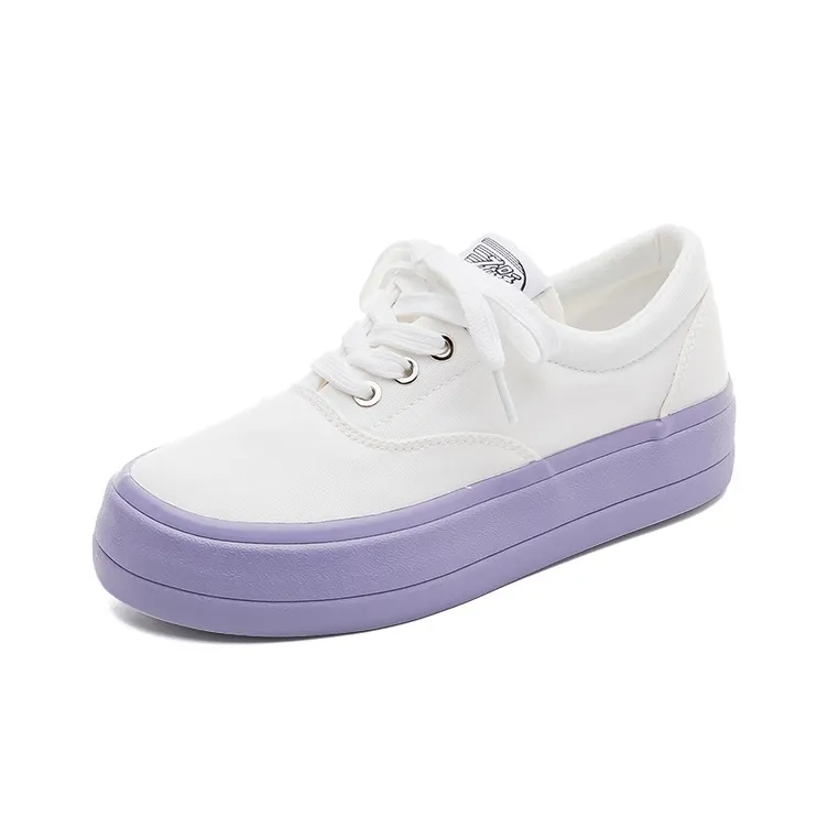 Feiyue Abrasion-Resistant Slip-Resistant Low-Top Canvas Shoes Women's White Purple-1