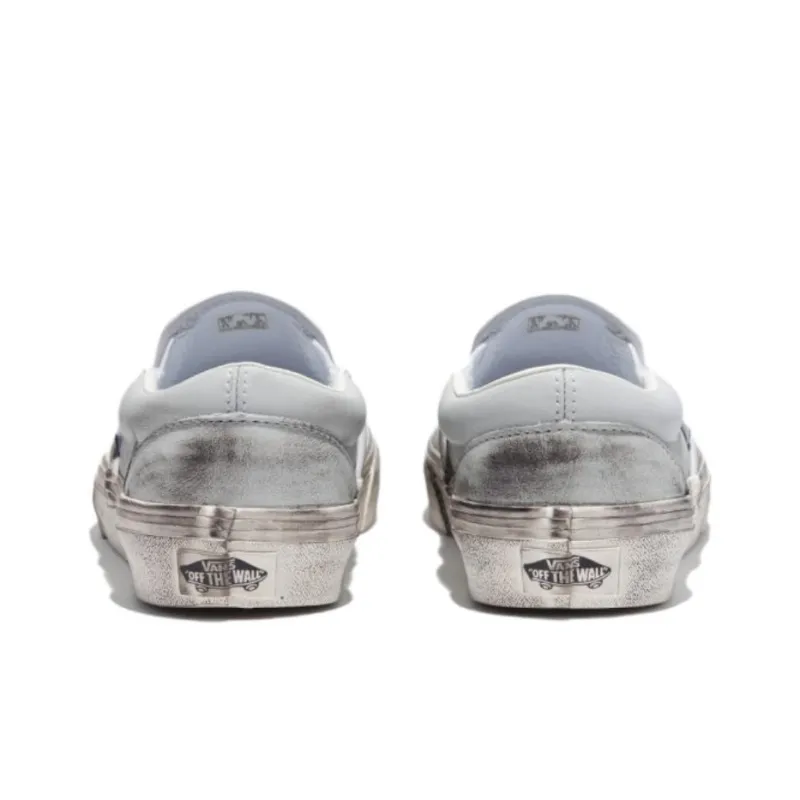 Vans Slip on Anti Slip Wear Resistant Low Top Skateboard Shoes Women's Light Blue White-3