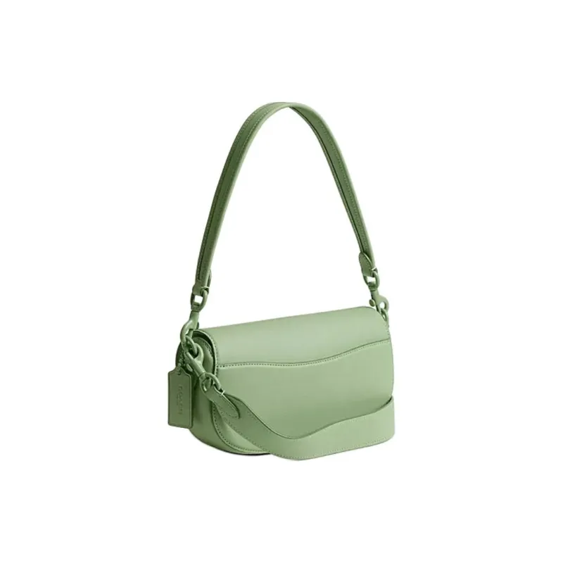 COACH Cow Leather Saddle Bag Handbag Shoulder Bag Crossbody Bag Medium Size Women's Light Pistachio Color-3