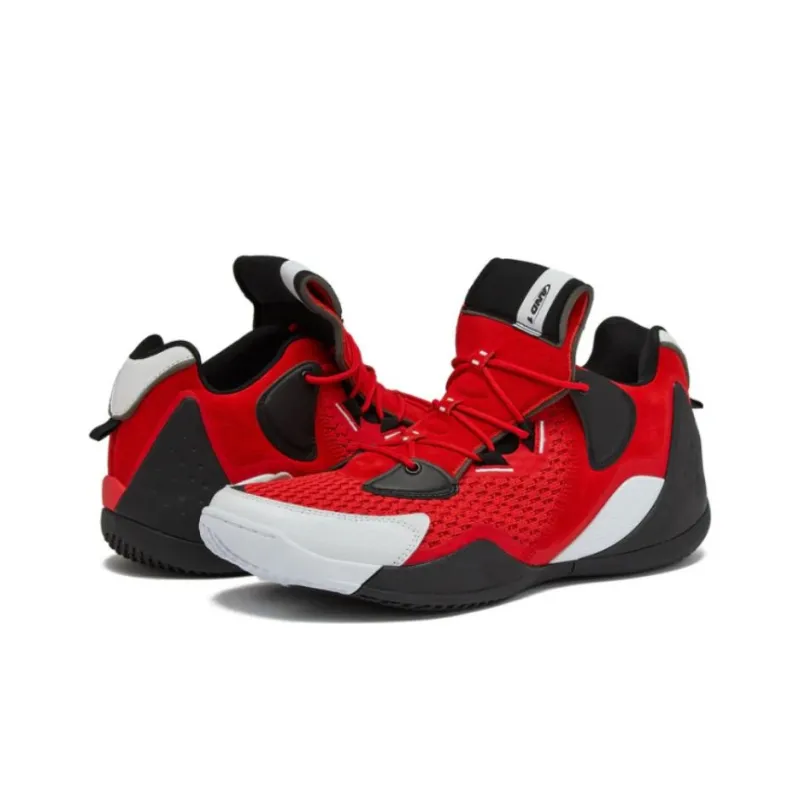 AND1 Override Anti-Slip Wear-Resistant Low-Top Basketball Shoes Men's Black Red-2