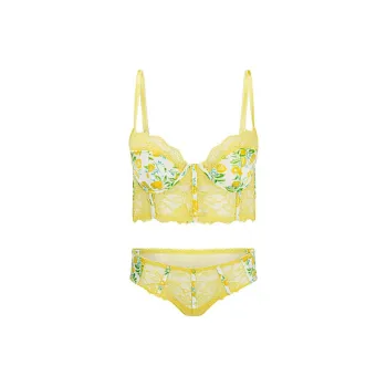 Victoria's Secret PINK Lisette Longline BraandPanty Set In Wild Rose/Ls Underwear Set Women's Lemon