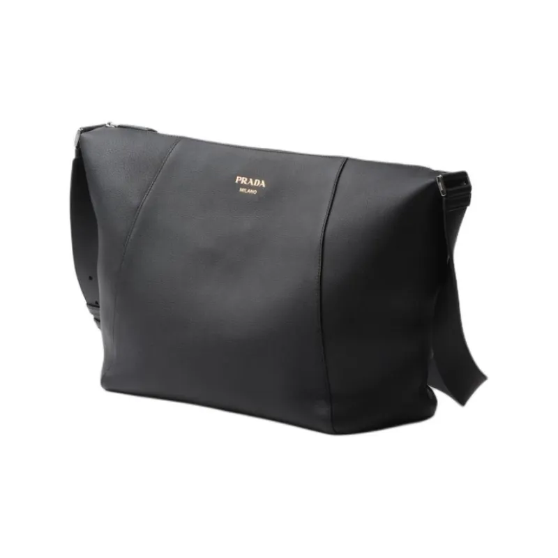 PRADA Grained Leather Crossbody Bag Shoulder Bag Men's Black-1