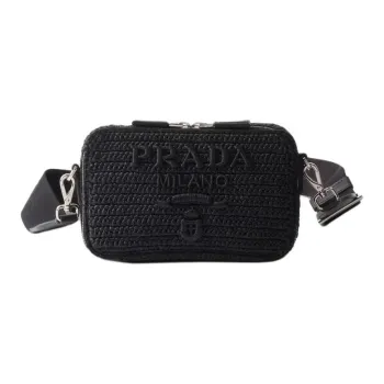 PRADA Brique Woven Fabric Shoulder Bag Crossbody Bag Men's Black