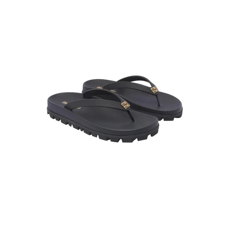 MIU MIU Slip Resistant Flip Flops Women's Black-3
