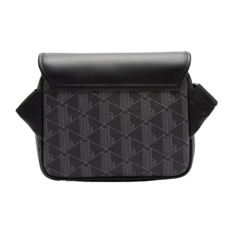 LACOSTE PVC Messenger Bag, Shoulder Bag, Crossbody Bag Regular Men's Black/Iron Gray-4