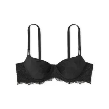 Victoria's Secret PINK Aquarius Wicked Unlined Lace Balconette Bra/Black Bra Women's Black