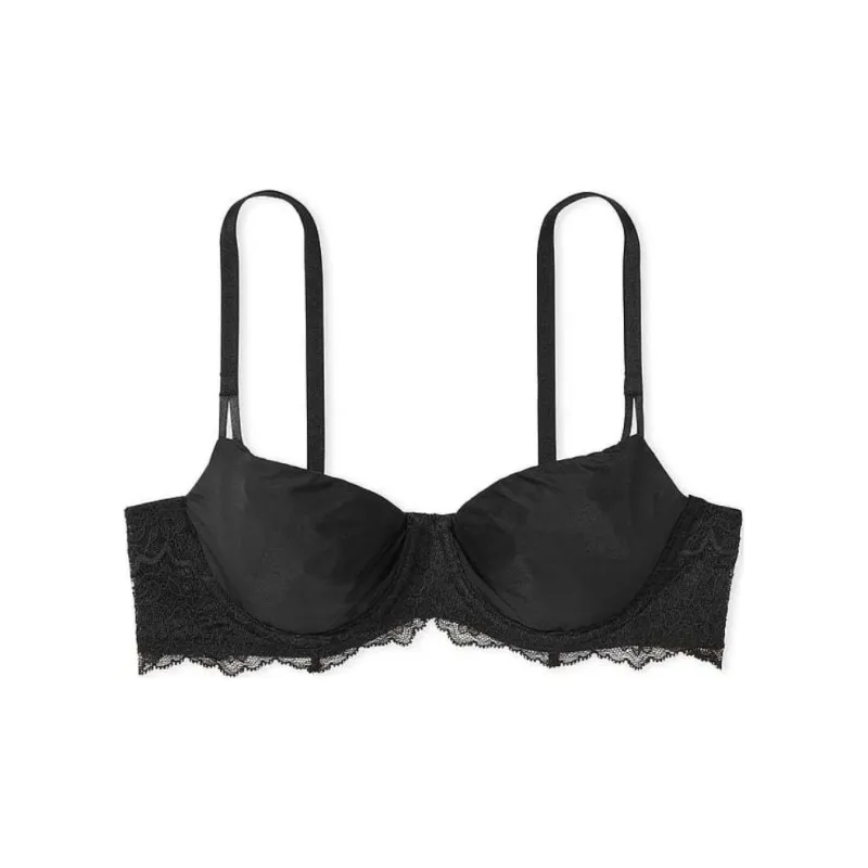 Victoria's Secret PINK Aquarius Wicked Unlined Lace Balconette Bra/Black Bra Women's Black-0