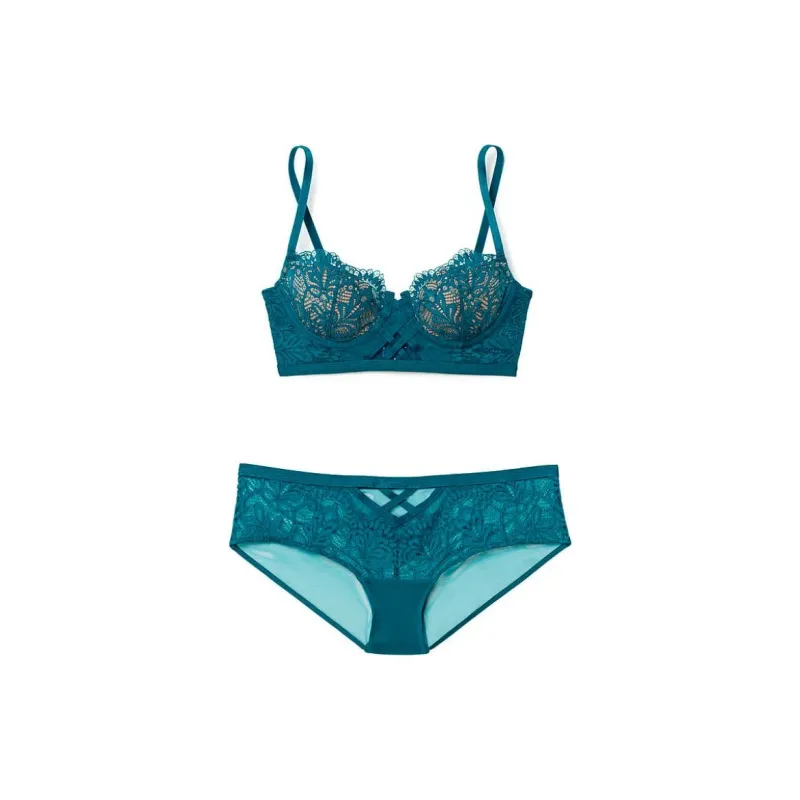 Victoria's Secret PINK Adore Me Diara Di Bra Ad Panty St In Di Gn/BC Underwear Set Women's Blue Coral-0
