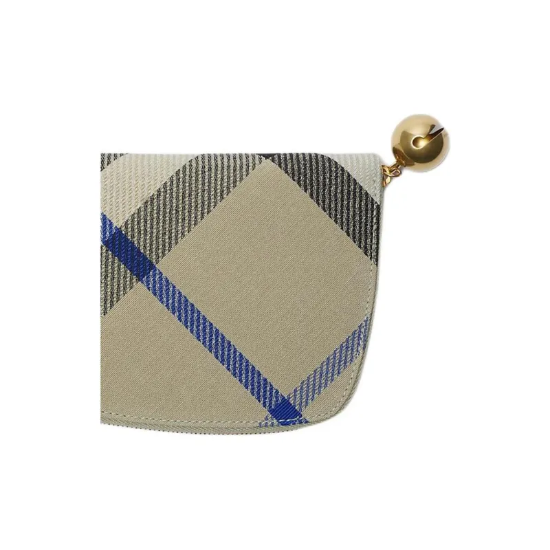Burberry Shield Cotton Blend Fabric, Polyester Wallet Large Size Women's Moss Green-2