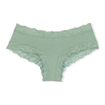 Victoria's Secret PINK THE LACIE Lace-Waist Cotton Cheeky Panty/SG Underpants Women's 1 Pack Green