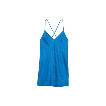 Victoria's Secret Satin Open Back Slip/Shocking Blue Nightgown Women's Blue